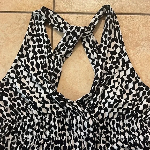 Vintage 90s Necessary Objects B&W‎ Tessellation Pattern Maxi Dress, Sz 3X - Picture 8 of 10